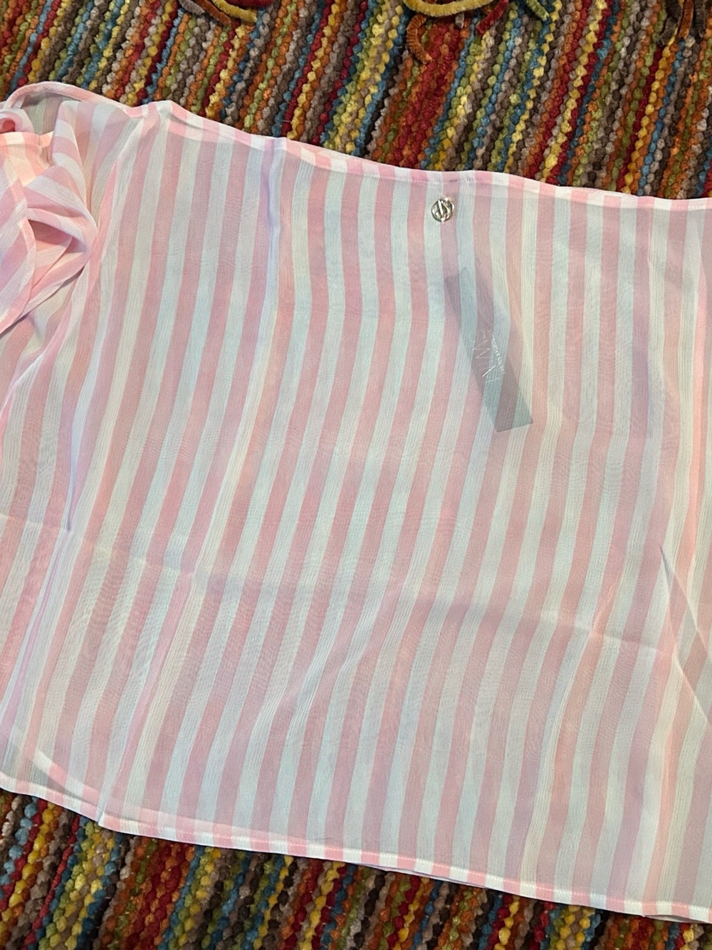 Victoria's Secret classic Pink and White Striped Swim Sarong size medium NWT - Picture 4 of 8